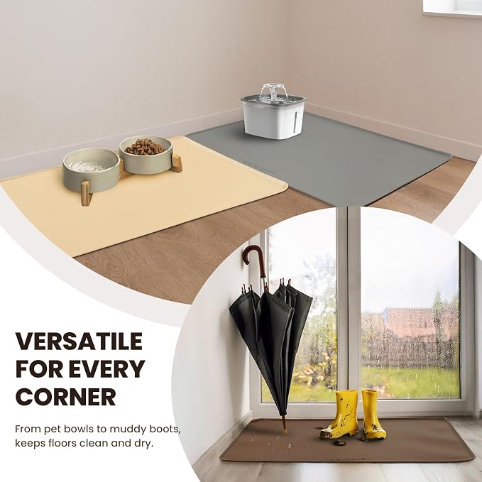 VIVAGLORY Dog Food Mat Flexmat Dog Bowl Mat, Placemat Food Tray - Image 6