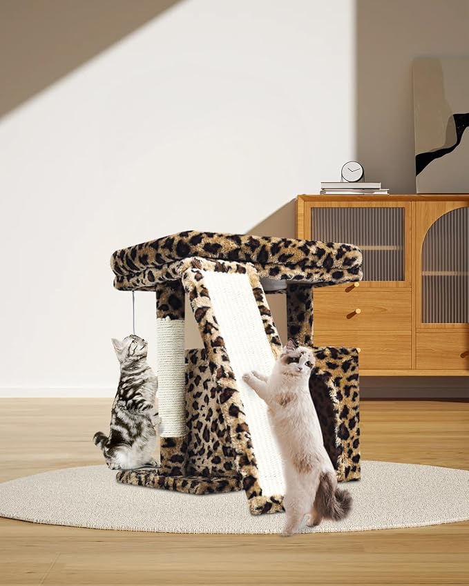 Small Leopard Print Cat Tree for Indoor Cats | Short Tower - Image 5