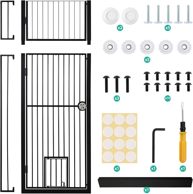 71" Extra Tall Pet Gate with Cat Door, No Drill Pressure Mounted Auto-Close - Image 7