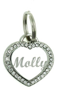 Custom Engraved Personalized Stainless Steel Small Heart Rhinestones Dog Cat by Yippo+Accessories