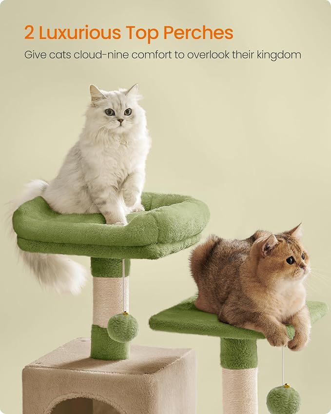 Feandrea Cat Tree, 59.5-Inch Tall Cat Tower, Plush Multi-Level Condo - Image 3