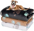 Dono 1 Pack 3 Dog Blankets for Small Dogs, Soft Fluffy Paw Print Pattern Fleece by Dono