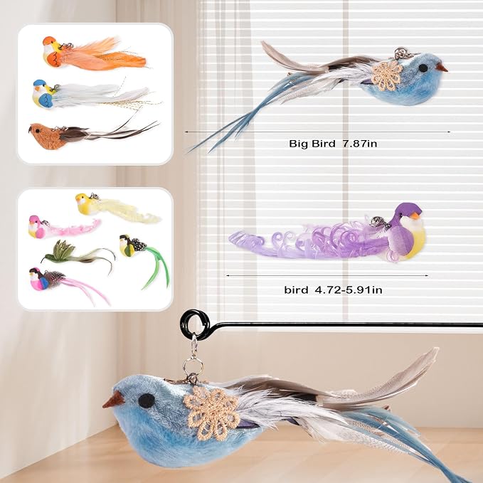 10PCS Cat Bird Toy Refills Feather Cat Wand Attachments - Image 2