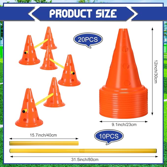 10 Sets Dog Agility Hurdle Cone Set 20 Pcs Exercise Cones - Image 2