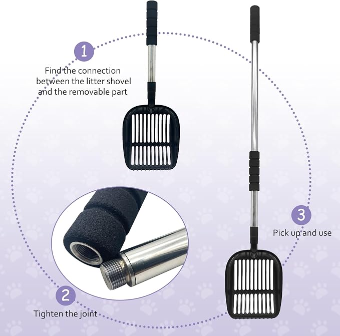 PINVNBY Cat Litter Scooper, Long Handle Litter Sifter Scoop - Image 3