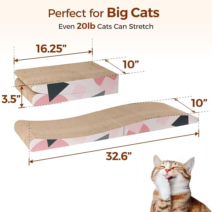 ComSaf Cat Scratcher Carboard Pad 32"x10", Large Cat Scratcher Bed - Image 2