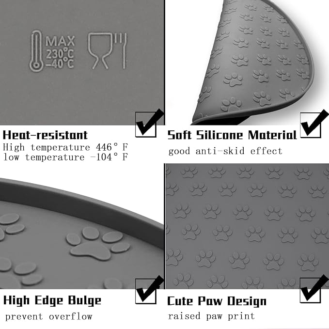 Silicone pet Food mat, Dog Food and Water mat, Raised Edge Rubber mat - Image 6