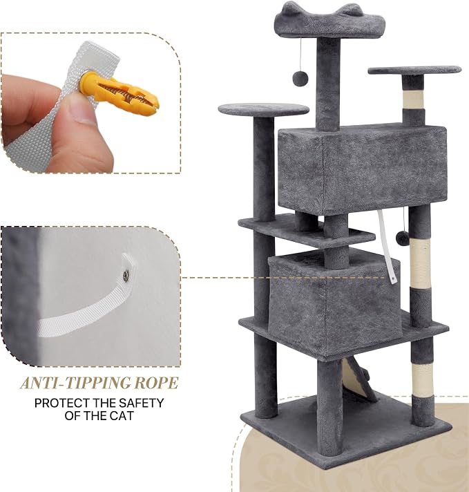 Athena Collection Cat Tree, 54 Inch Cat Tree Tower - Image 7