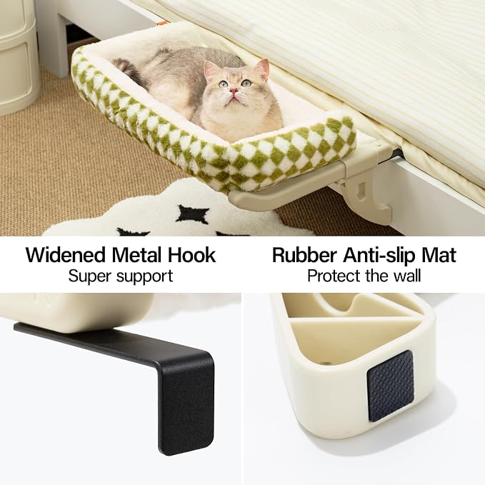 MEWOOFUN Cat Window Sill Perch for Indoor Cats, One-Step Sliding Clamping Slot - Image 4