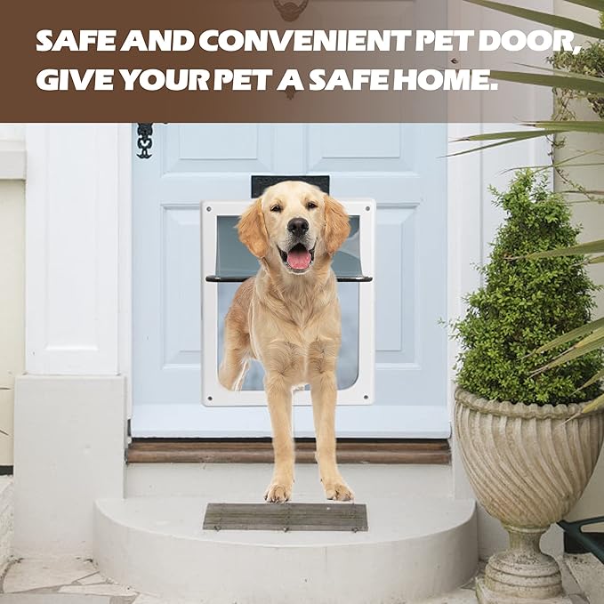 Doggie Dog Flap Interior Sliding Door Wall 2 Ways Locking Entry Pet Glass Door - Image 7