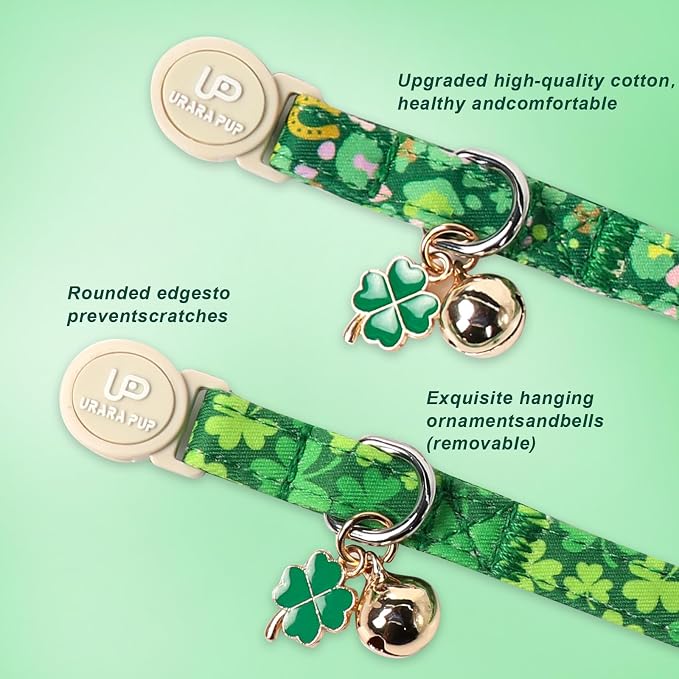 Cat Collar, Spring Green Trefoil Cat Collar - Image 3