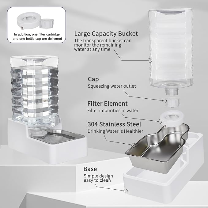 Automatic Pet Water Dispenser: 9L Gravity-Fed Stainless Steel Bowl - Image 2