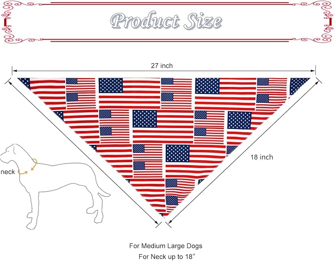 American Flag Dog Bandanas, 4th of July Dog Bandana, Large Summer Triangle - Image 2