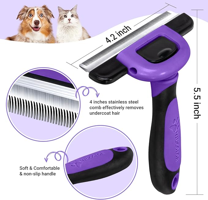 MIU COLOR Pet Grooming Brush, Deshedding Tool - Image 2