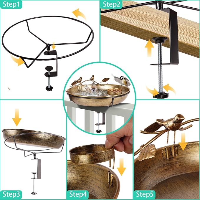 Metal Deck Mounted Bird Bath - Image 4