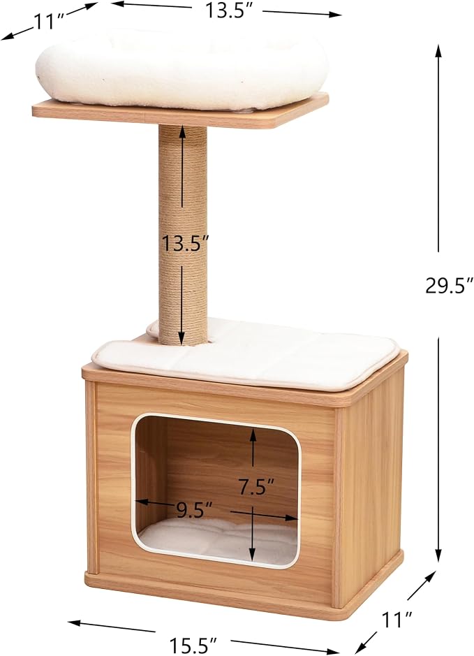 Catry 29.7" Tall 3 Level Laminated Wood Cat Tree - Image 2
