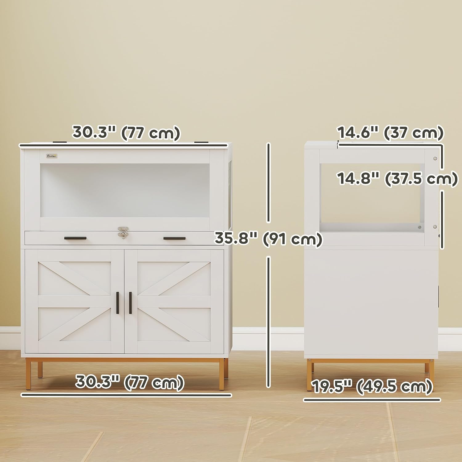 PawHut Hamster Cage with Storage Cabinet, 30in x 19.5in x 36in - GlobalHabitat Supply