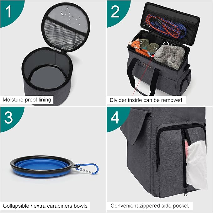 Modoker Airline Approved Pet Travel Bag, Weekend Dog Travel Set - Image 3