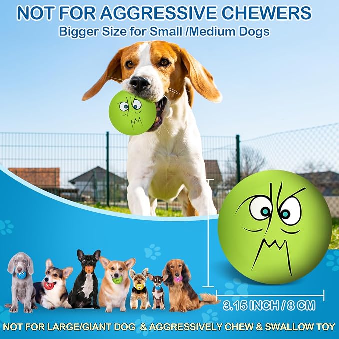 3.14" Squeaky Dog Toys Funny Smile Face Chewing Latex Rubber Soft Fetch Play - Image 3