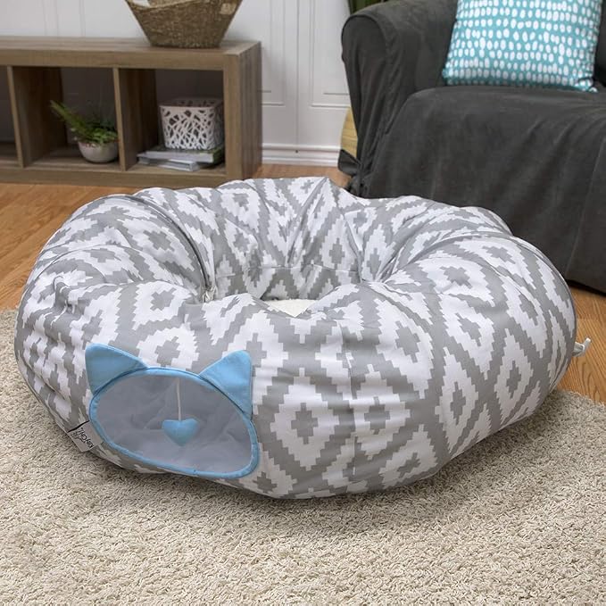 Kitty City Large Cat Tunnel Bed, 2-in-1 Zip-Together Cat Play Tunnel & Plush - Image 7
