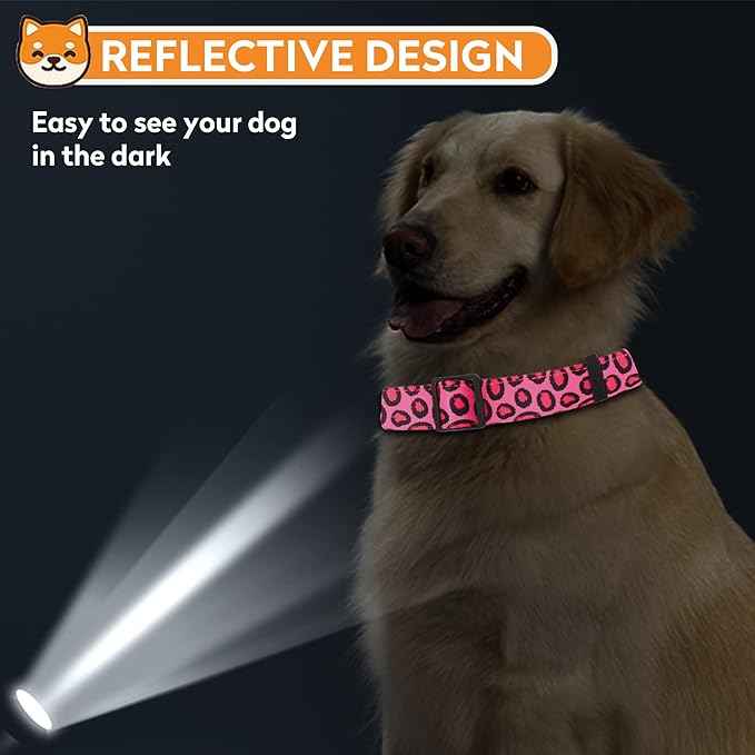 Reflective Dog Collar, Adjustable Soft Neoprene Padded Nylon Pet Collars
