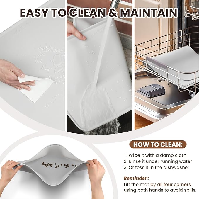 VIVAGLORY Dog Food Mat Flexmat Dog Bowl Mat, Placemat Food Tray - Image 5