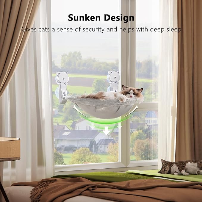 Cat Window Perch Cordless, Foldable & Stable Cat Beds- Breathable Cat Window - Image 2