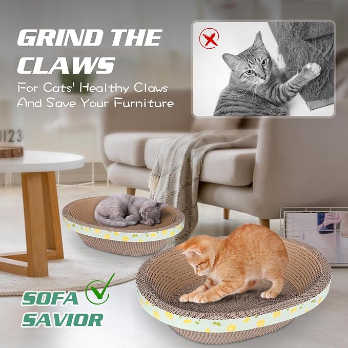 2pc Set Includes 1 X 19.5 Large + 1 X 14.96 Cute Cat Scratcher Cardboard Bed - Image 5