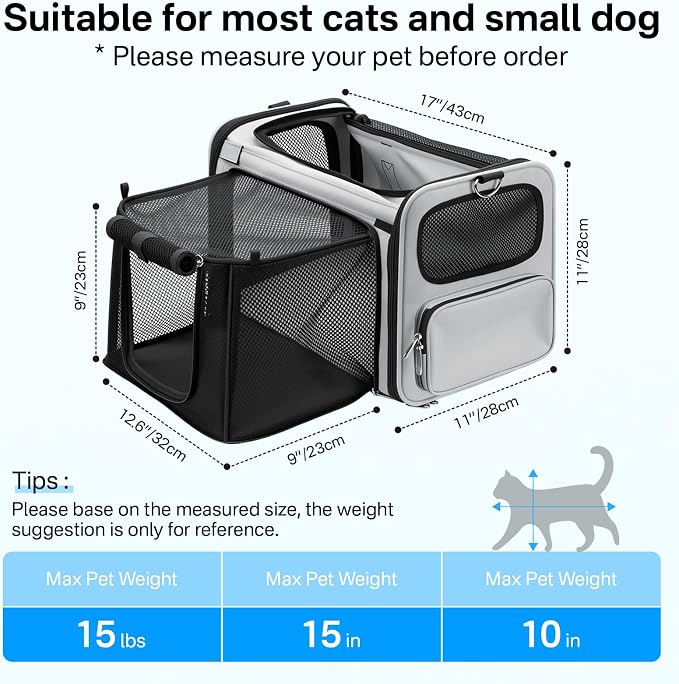 Expandable Cat Carrier, Airline Approved Soft Sided Pet Carrier - Image 4
