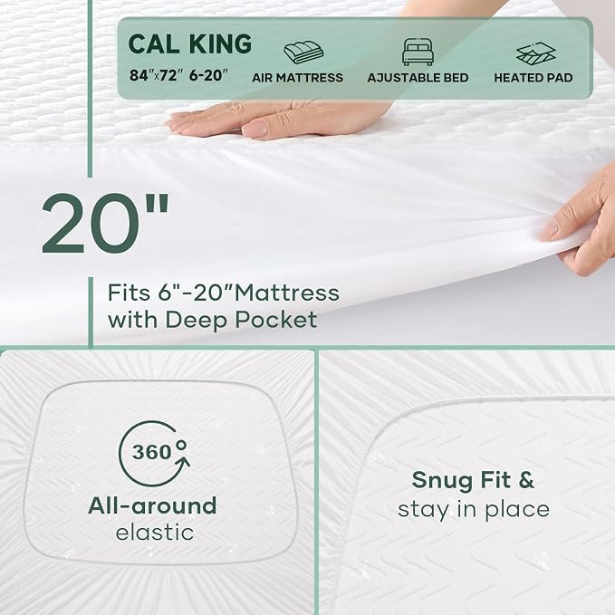 OhGeni 100% Waterproof Mattress Protector, California King Mattress Soft Pad - Image 5