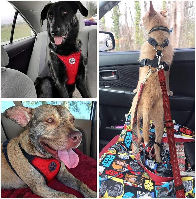 SlowTon Dog Seat Belt Harness for Car, Dog Car Harness Adjustable Mesh - Image 7