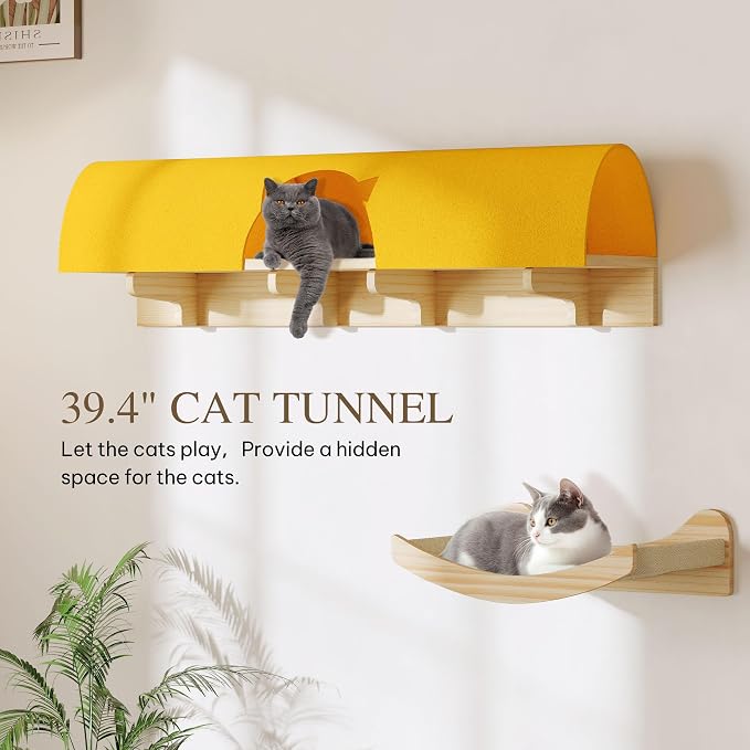 13-in-1 Cat Wall Shelves and Perches, Floating Cat Shelves, Solid Wood Wall - Image 4
