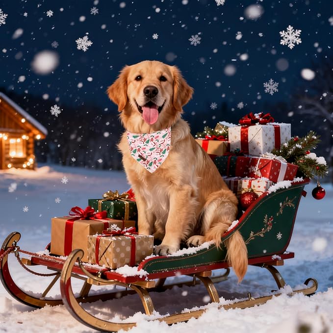 Christmas Dog Bandana–Christmas Red & Green Plaid Triangle Scarf - Image 4