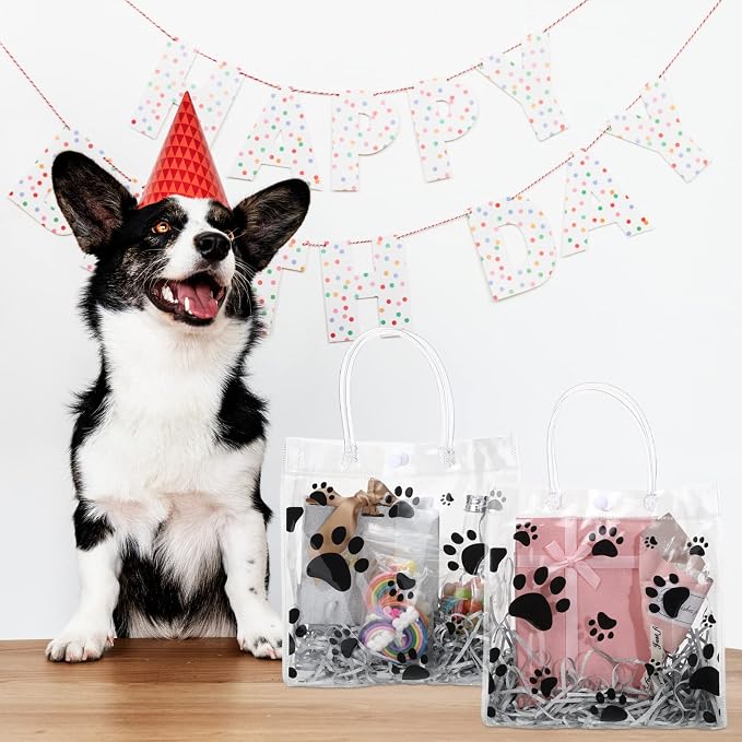 Teling 20 Packs Dog Paw Clear PVC Gift Bags - Image 5