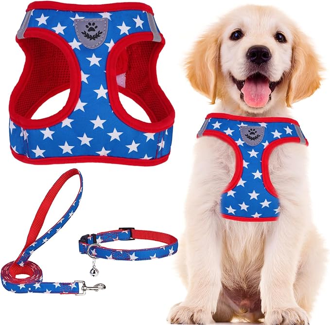 PUPTECK Adjustable Dog Harness Collar and Leash Set Step in No Pull Pet Harness by PUPTECK