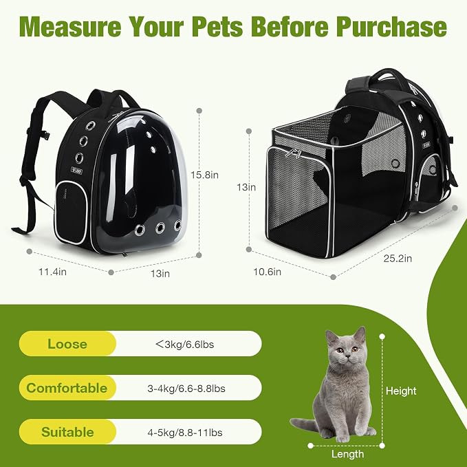 Lekereise Cat Backpack Carrier, Expandable Large Space Cat Bubble Backpack - Image 2