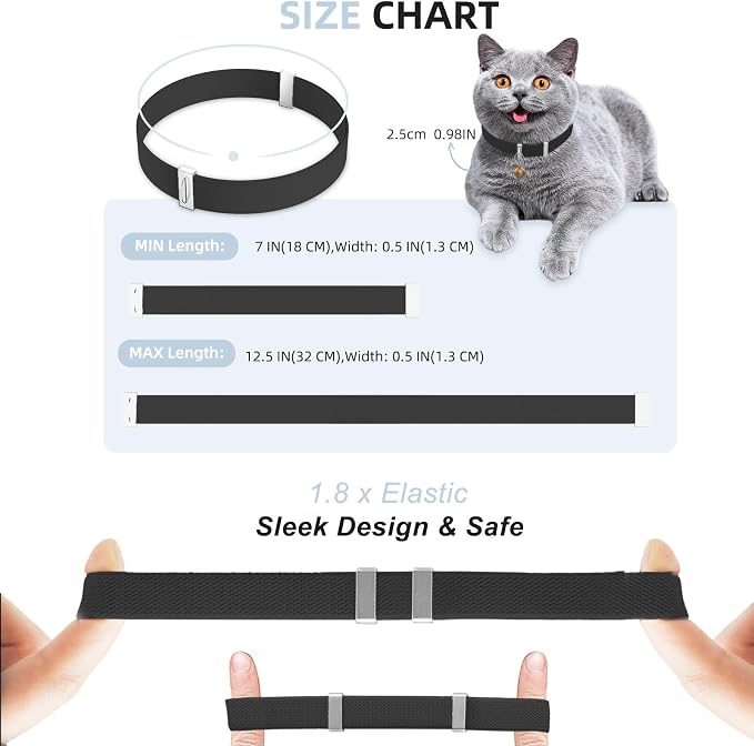 Cat Collar with Bell, 7-12 Inch Adjustable, Soft None Breakaway Lightweight - Image 3