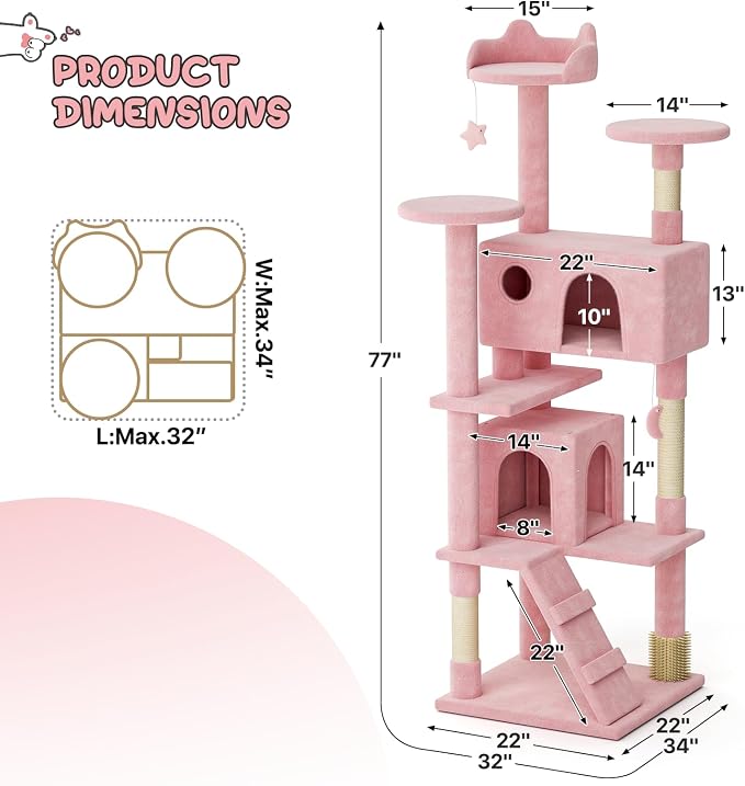 MoNiBloom 77 Inch Cat Tree Tower - Image 2