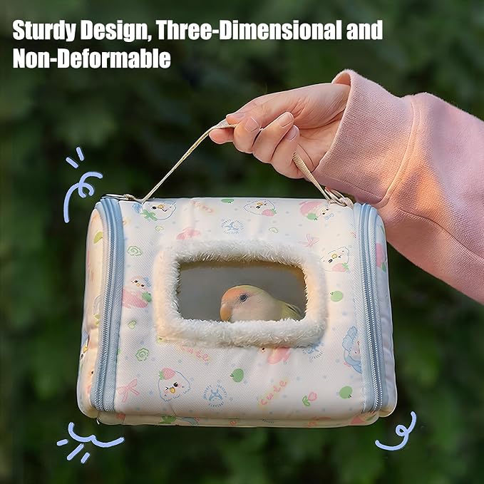Portable Bird Travel Carrier, 23.5x18x16cm, Warm Parrot Transport Bag - Image 5