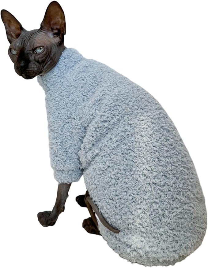 Sphynx Cat Clothes Hairless Cat Super Soft Warm Fleece T Shirt Elastic Winter - Image 5