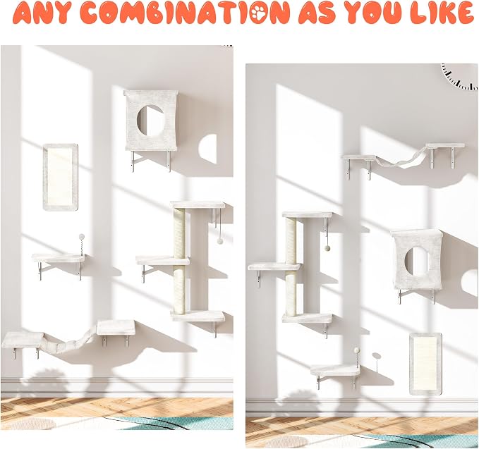 NUNU LAB Cat Wall Shelves Set, Bridge Ladder, Scratching Post, Indoor Cat - Image 2