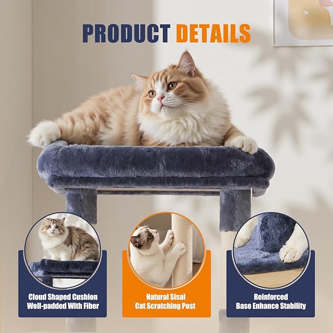 Sweetcrispy 63 inch Cat Tree Tower, Large Multi Level Cat Climbing Tower - Image 5