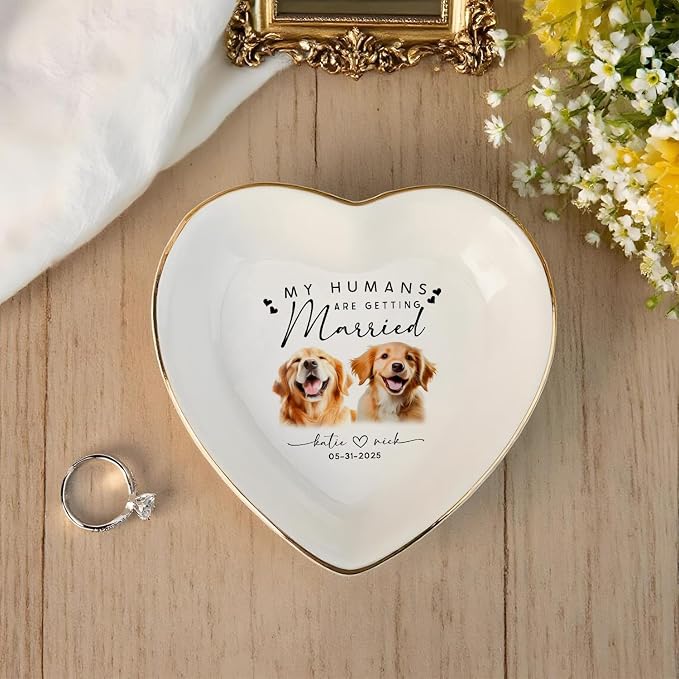 Custom Pet Portrait Watercolor Ring Dish, My Humans Are Getting Married Jewelry - Image 6