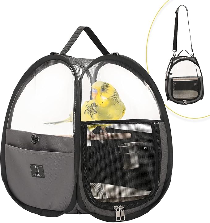Bird Carrier for Travel with Clear Windows, Breathable Safe Fabric, Lightweight by A4PET