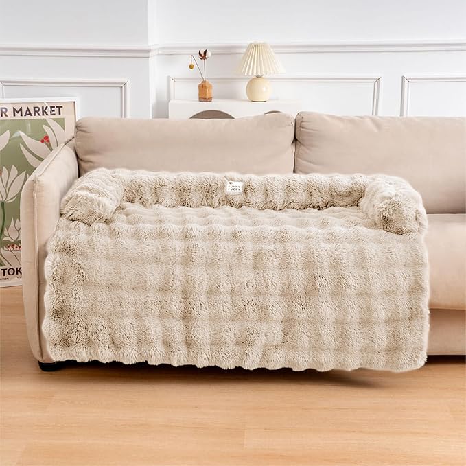 FUNNY FUZZY Pet Fluffy Plush Calming Dog Couch Bed Sofa Protector Washable Pets - Image 7