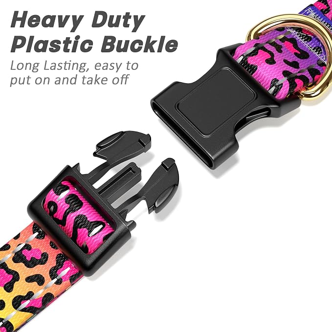 Reflective Dog Collar for Small Dogs Cats, Cute Leopard Style Adjustable - Image 4