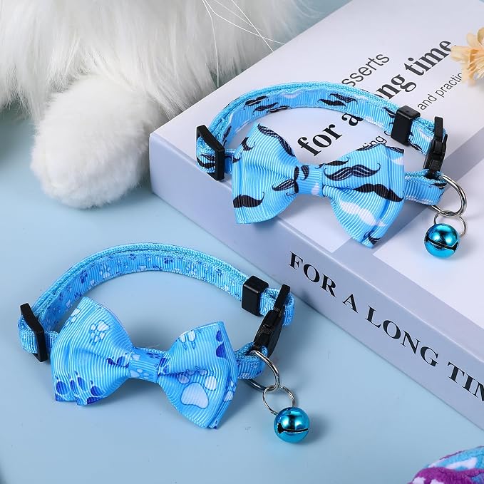 2 Pack Kitten Collar with Bell Breakaway Cat Collars with Removable Bow Tie - Image 7