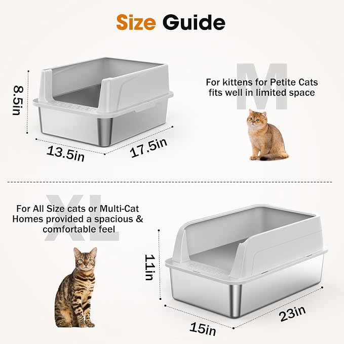 2PACK Stainless Steel Cat Litter Box - Image 2