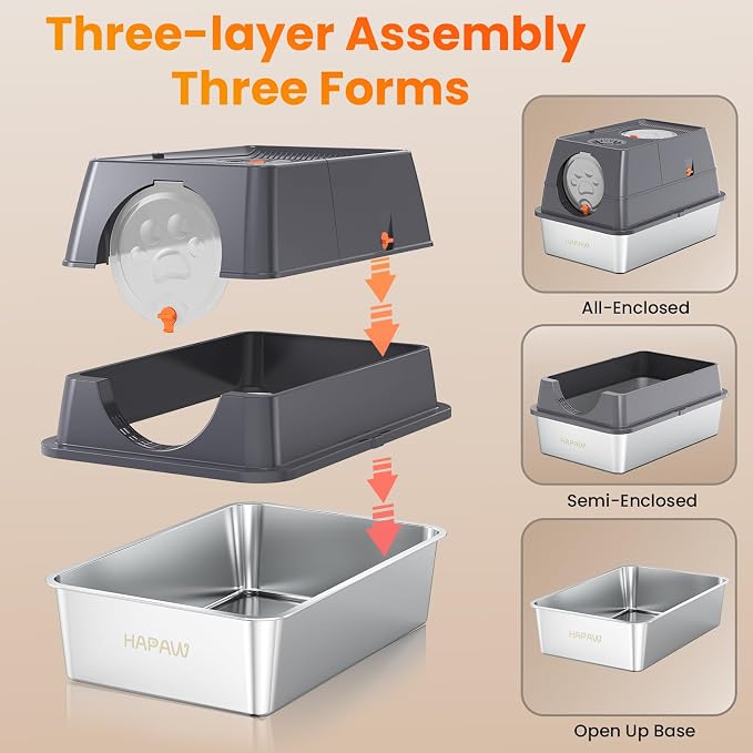 135° Flip-Top Stainless Steel Litter Box - Image 4
