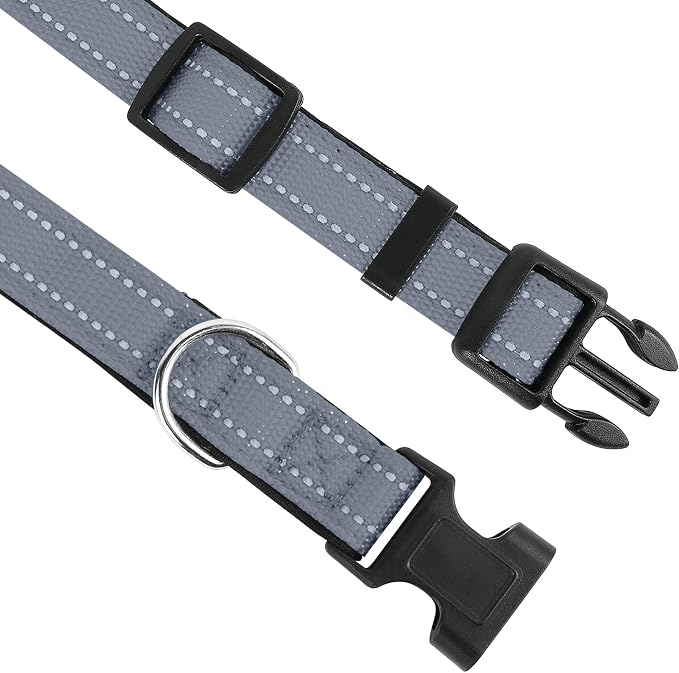 Reflective Dog Collar, Adjustable Soft Neoprene Padded Nylon Pet Collars - Image 3